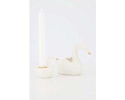 Zusss Cadeauset Van Kandelaar En Waxinelichthouder Zwaan - Verjaardag - Cadeau Wit