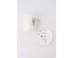 Zusss Cadeauset Van Theemok Met Schaaltje - Verjaardagscadeau - Verjaardag - Kerst - Sinterklaas - Cadeau Wit