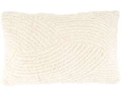 Zusss Cushion Bouclé Woven Pattern 30X50cm - 100% Katoen - Off White - 30X50cm