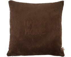Zusss Cushion Happy Home 45X45cm 100% Katoen Dark Brown