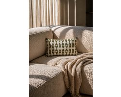 Zusss Cushion Hearts Print 35X25cm - 100% Katoen - Off White / Green - 35X25cm