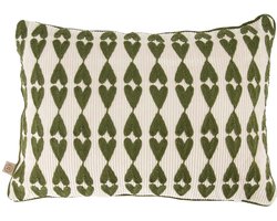Zusss Cushion Hearts Print 35X25cm 100% Katoen Off White / Green