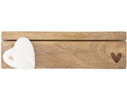 Zusss Gedenkaltaar Hartje Hout / Keramiek White / Gold
