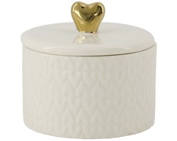 Zusss Geurkaars Keramiek Met Deksel Hartje S Wit/Goud Wit