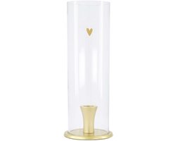 Zusss Kandelaar Glas Hartje Metaal Gold