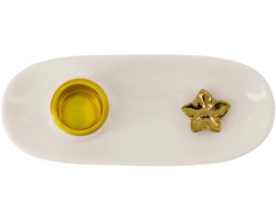 Zusss Kandelaar Keramiek Met Bloem Keramiek White / Gold