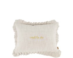 Zusss Kussen Cest La Vie 35X25cm Peper En Zout Beige