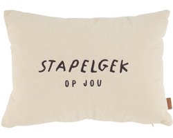 Zusss Kussen Corduroy Stapelgek 35X25cm Zand/Antracietgrijs Beige