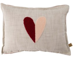 Zusss Kussen Hartje 35X25cm 100% Katoen Naturel / Roze / Rood