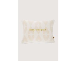 Zusss Kussen Hartje Van Goud 35X25cm 100% Katoen Off White / Goud