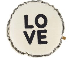 Zusss Kussen Rond Love 45Cm Zand/Antracietgrijs Beige