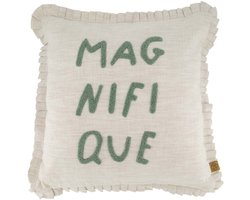Zusss Kussen Ruffle Magnifique 45X45cm Peper En Zout/Grijsblauw Beige