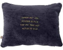 Zusss Kussen Samen Met Jou 35X25cm Donkerblauw/Goud Blauw