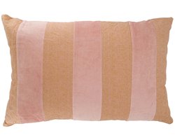 Zusss Kussen Streep Katoen/Velvet 60X40cm Roze