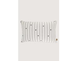 Zusss Kussen Strepen / Hartjes 30X50cm 100% Katoen Zand / Antracietgrijs