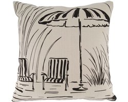 Zusss Kussen Sunshine Tekening 45X45cm 100% Katoen White / Black