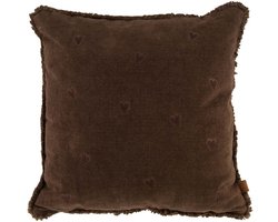 Zusss Kussen Velvet Hartjes 45X45cm Bruin