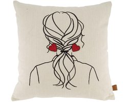 Zusss Kussen Vrouw 45X45cm Peper En Zout Beige