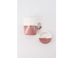 Zusss Set Theemok En Schaaltje Burgundy - Verjaardagscadeau - Verjaardag - Kerst - Sinterklaas - Cadeau Wit