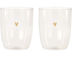 Zusss Set Van 2 Drinkglazen - Glas - Bruin & Goud - Ø8x10cm Glas Brown / Gold