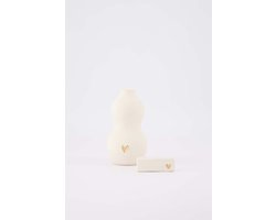 Zusss Set Van 2 Keramieken Woonaccessoires - Kaartenstandaard & Vaasje Hartje - Wit/Goud - Keramiek - Wit / Goud - Ø7x13cm