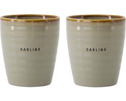 Zusss Set Van 2 Koffiemokken Darling - Cadeau Dames Keramiek Grijsblauw