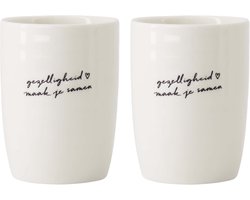 Zusss Set Van 2 Koffiemokken Gezelligheid - Cadeau Dames Keramiek White / Black