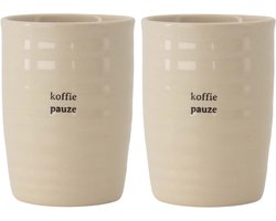 Zusss Set Van 2 Koffiemokken Koffie Pauze - Cadeau Dames Keramiek Zand