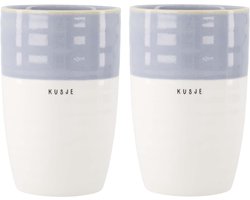 Zusss Set Van 2 Mokken L Kusje - Cadeau Dames Blauw Keramiek
