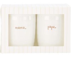 Zusss Set Van 2 Mokken Mama & Papa Keramiek White / Brown