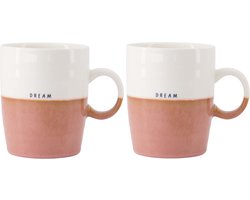 Zusss Set Van 2 Theemokken Dream - Cadeau Dames Keramiek White / Dark Pink