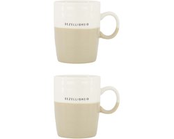 Zusss Set Van 2 Theemokken Gezelligheid - Cadeauset - Verjaardagscadeau - Verjaardag - Kerst - Sinterklaas - Cadeau Wit