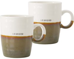 Zusss Set Van 2 Theemokken Leukerd - Cadeau Keramiek Wit / Donkergroen