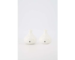 Zusss Set Van 2 Vaasjes Hartje - Verjaardag - Cadeau Dames Keramiek White / Black