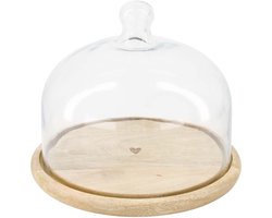 Zusss Stolp Glas Op Houten Plateau Hartje Multicolor