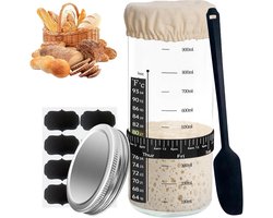Zuurdeeg Starterset - 1000 ml Glazen Pot met Deksel en Accessoires