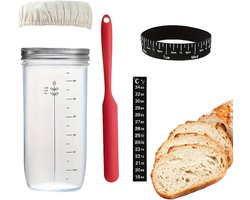 Zuurdesem Starter Kit - bakspullen - Thuis Fermenter - Eenvoudige Zuurdesem Kit - Brood Maken - Glas - Helder