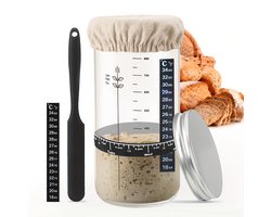 Zuurdesem Starter Kit - bakspullen - Thuis Fermenter - Eenvoudige Zuurdesem Kit - Brood Maken - Glas - Helder