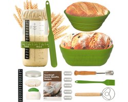 Zuurdesem Starter Set - Broodbak met Rijsmand - Sourdough - Groen