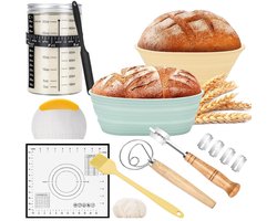 Zuurdesem Starter Set - Broodbak met Rijsmand - Sourdough - Groen en Geel