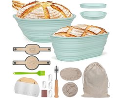 Zuurdesem Starter Set - Broodbak Met Rijsmand - Sourdough -Lichtblauw