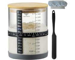 zuurdesem starter set - fermentatiepot - Zuurdesem - zuurdesem pot - Inclusief Broodspatel - Bakbenodigdheden - 1500ml - Glas