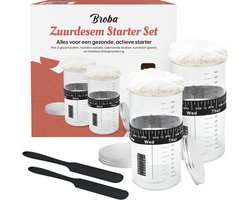 Zuurdesem Starter Set voor zelf Zuurdesem Starter Maken - Fermentatiepot Zuurdesem Brood Maken - Zuurdesem Pot 2-Pack