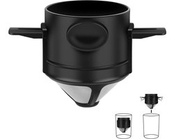 ZVD Herbruikbaar koffiefilter - Reisfilter van roestvrij staal - Opvouwbaar mini-koffiezetapparaat - Geen papier nodig - Ideaal voor kampeer- en fietsvakanties