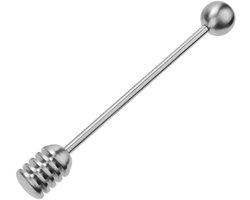 ZVD Roestvrijstalen honinglepel - Lange steel - Perfect voor honingpotten en siropen - Antiaanbak roerstaaf keukenhulpmiddel (16 cm)
