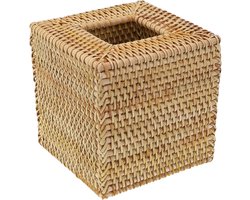 ZVD Rustieke En Minimalistische Rotan Tissue Holder, Vierkante Geweven Tissue Box Cover