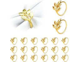 ZVD servetringen - 18 stuks metalen - Gouden bladmotief voor bruiloft, feest & ramadan - Elegante tafeldecoratie - Standaardmaat