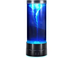 ZVD Tornadolamp – Met tornado-effect – Creatieve, decoratieve sfeerverlichting – Geruisloos LED-nachtlampje voor op het bureau met kleurwisseling (7 kleuren) – Eenvoudig in gebruik – Geschikt voor interieur, Kerstmis, slaapkamers en kantoren – Zwart