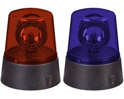 zwaailicht led - 2-delige set - politie - op batterijen - blauw/rood