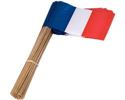 Zwaaivlag Frankrijk op plastic (50 stuks)